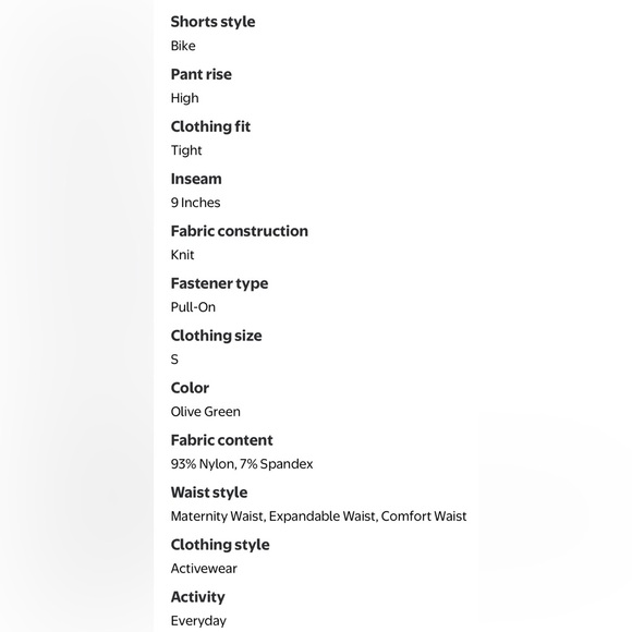 Time & Tru Maternity Bike Shorts Olive Green High Waist Size S NWT - Picture 5 of 7